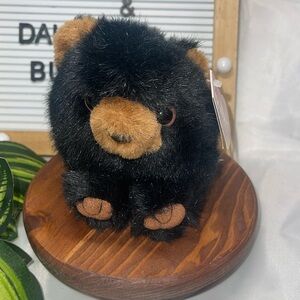 Puffkins Black Bear Benny 1997 Swibco 4" Plush with Ear Tag Stuffed Animal Toy